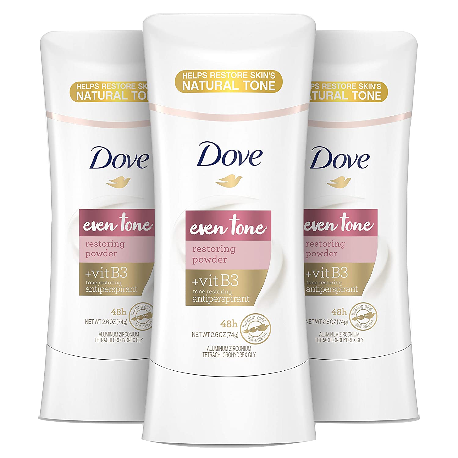 230816025334413_1 Dove Even Tone Antiperspirant Deodorant for Uneven Skin Tone Restoring Powder Sweat Block for All-Day Fresh Feeling 2.6 oz 3 Count - Image 1